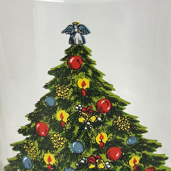 (4) Vtg 1984 Glass Christmas Tree 10oz Glass Crystal Coffee Tea Mugs Set w Box - Picture 5 of 7